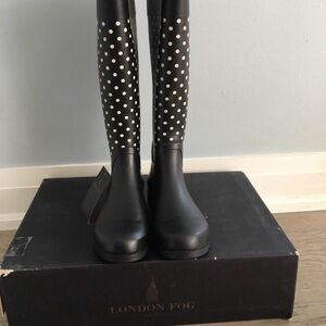 London Fog Black and White Polka Dot Boots